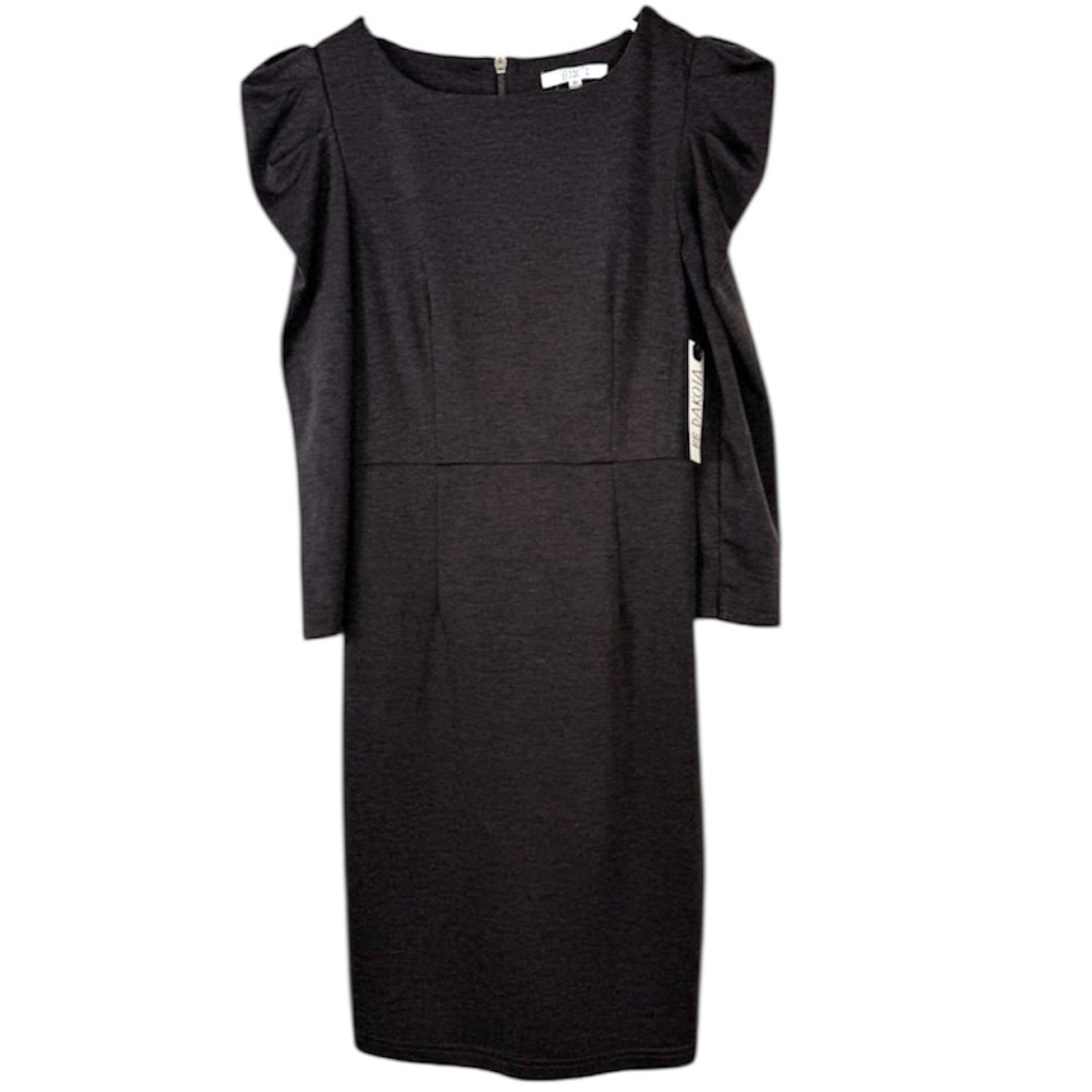 NWT BB Dakota Puff Sleeve Bodycon Dress Charcoal Gray Long Sleeve XS